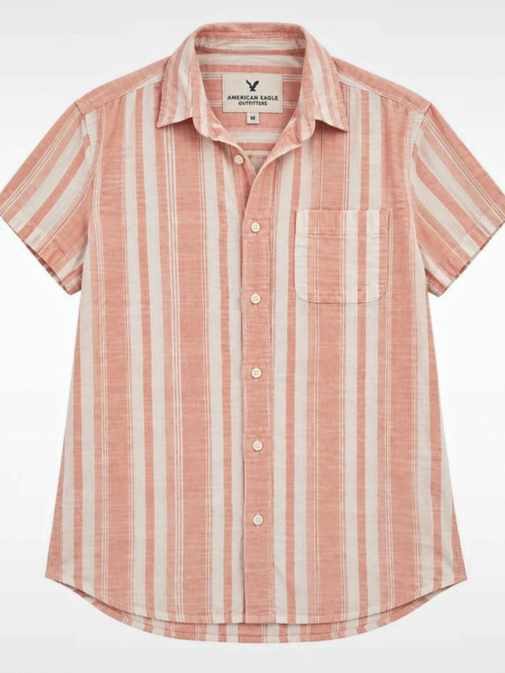 American Eagle Outfitters AE Poolside Linen-Blend Striped Button-Up Shirt